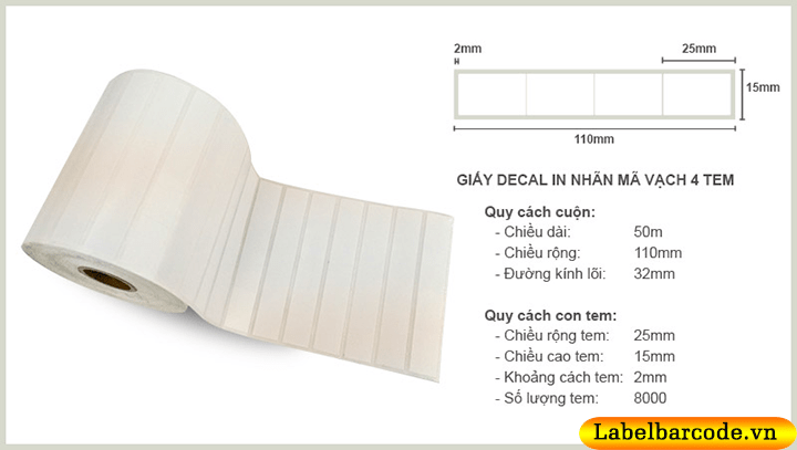 Giấy in mã vạch 4 tem